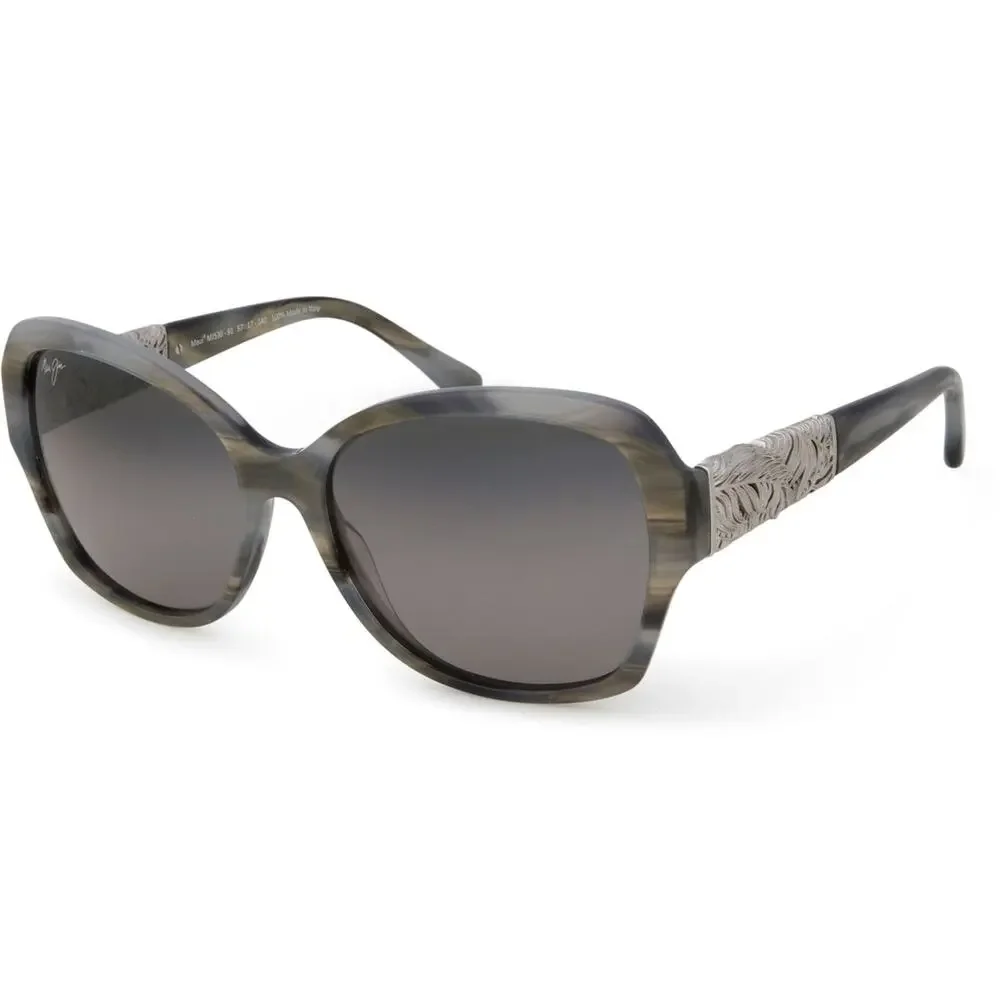 Maui Jim SWAYING PALMS MJ530-91 Gray White Sunglasses Gray Polarized Lenses